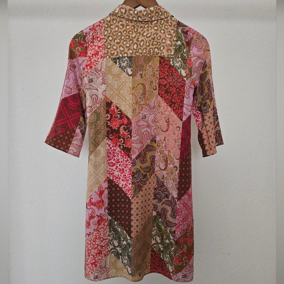 Kachel x Anthropologie Benedetta Patchwork Silk Tunic Dress in Pink Combo Size 2 - Picture 6 of 13